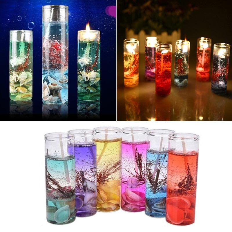 Candle Color Fragrance Smokeless Candle Ocean Shell Jelly Candle Scented Pillar Candles Ocean Scented Candles Long Lasting Blue Candles for Home Scented Candles ForWedding Valentine's Day Christmas