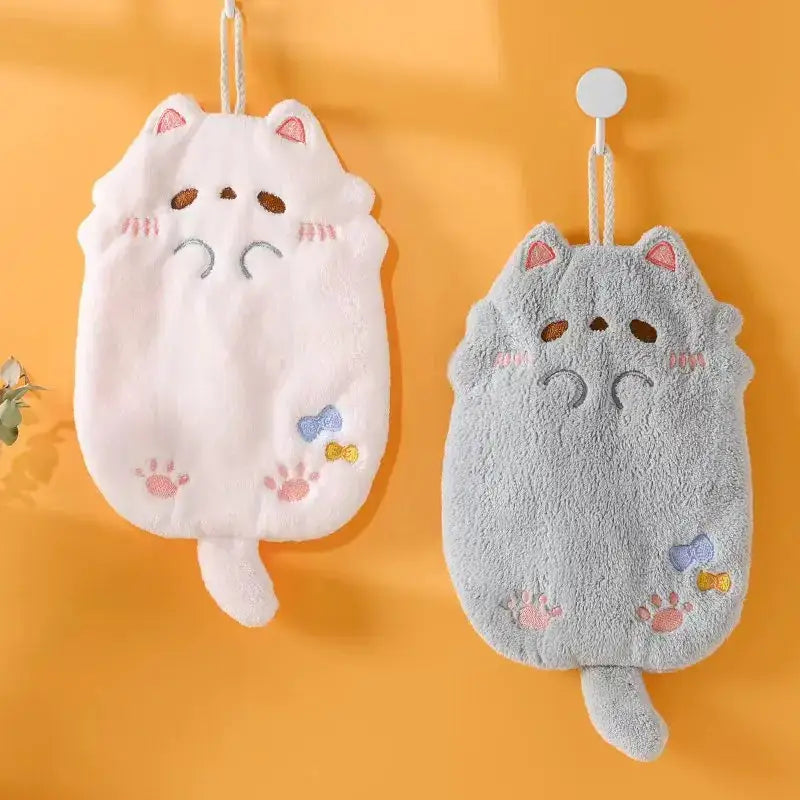 DecorBites™ Cartoon Cat Kitchen Cleaning Towel: Absorbent Microfiber with Hanging Loop