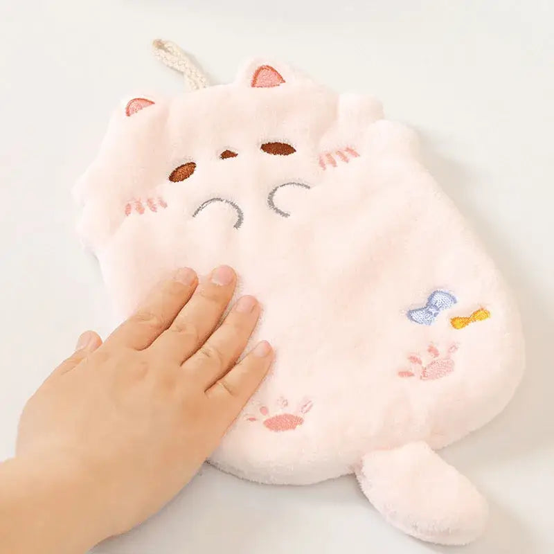 DecorBites™ Cartoon Cat Kitchen Cleaning Towel: Absorbent Microfiber with Hanging Loop