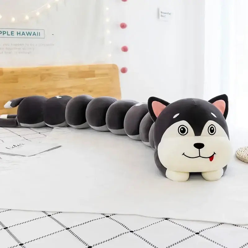 Cartoon caterpillar orange & green long body pillow bedroom plush
