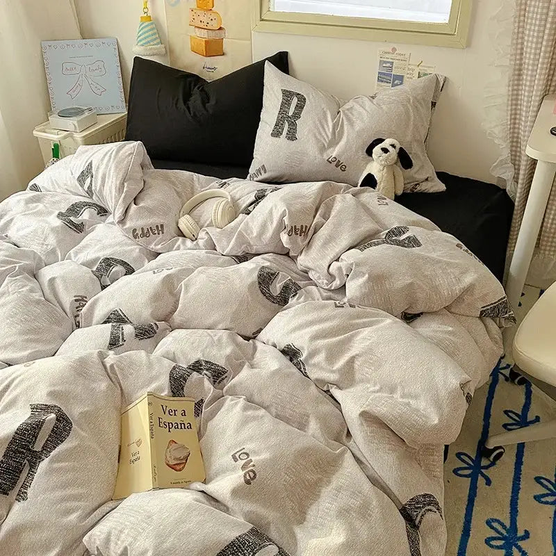 Cartoon dog and cupcake cream cotton fitted sheet set bedroom bedding