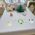Cartoon embroidered fitted sheet light gray bedroom mattress pad