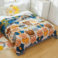 Cartoon lion cotton throw blanket yellow & gray bedroom decor