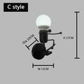 Cartoon matchstick man wall lamp black metal sconce for kids room