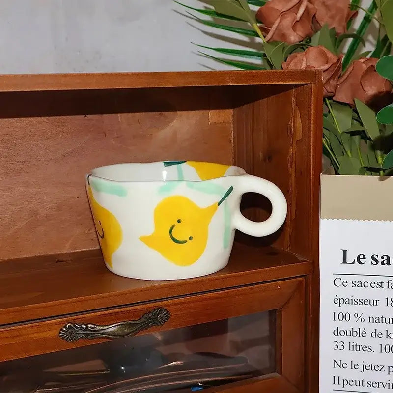 Cartoon pattern ceramic coffee mug kitchen floral tea cup