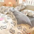 Cartoon printed cotton duvet cover cream bedroom bedding set
