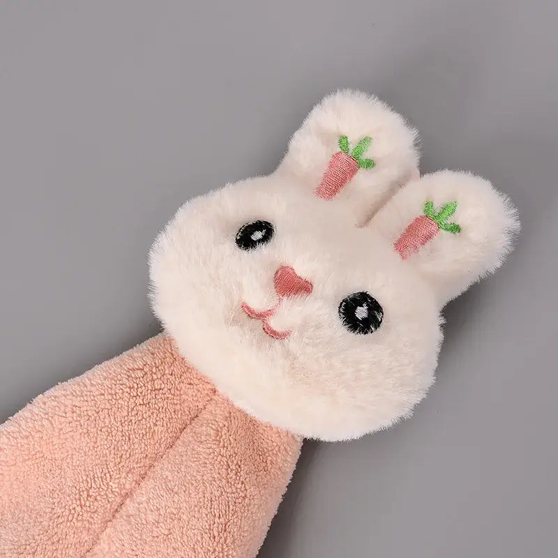 DecorBites™ Cartoon Rabbit Coral Fleece Hand Towel: Soft, Absorbent, Quick-Dry Terry Towel