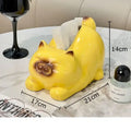 DecorBites™ Cartoon Siamese Kitten Ceramic Tissue Box for Coffee Table and Desk