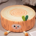 Cartoon tree stump cushion brown plush pillow for bedroom decor