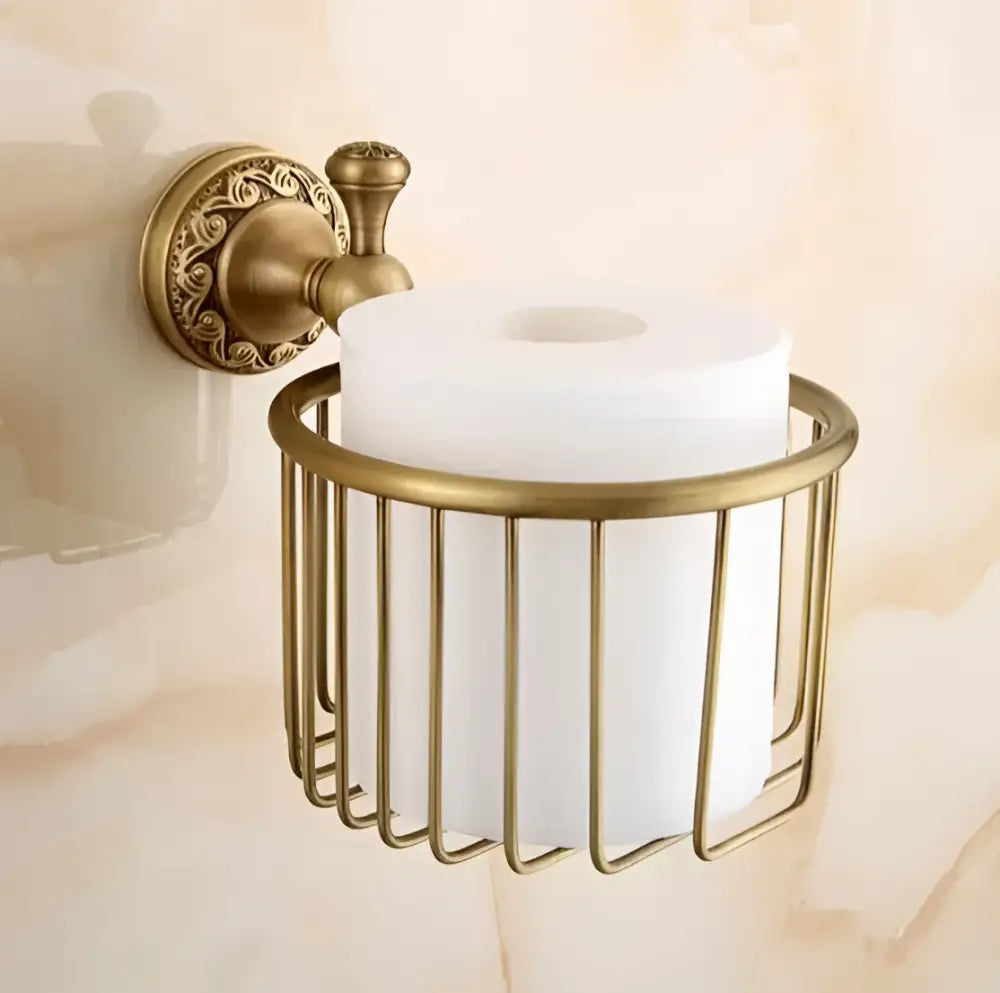 DecorBites™ Carved Antique Bronze Brass Bathroom Accessories Set with Solid Bath Hardware