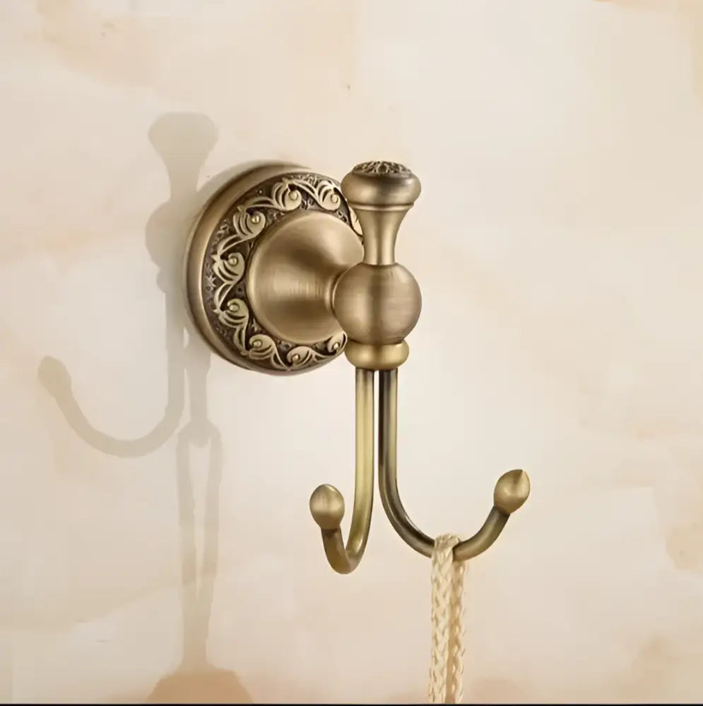 DecorBites™ Carved Antique Bronze Brass Bathroom Accessories Set with Solid Bath Hardware