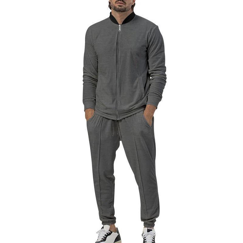 Casual Zipper Long Sleeve Men's Coat Trousers Suit