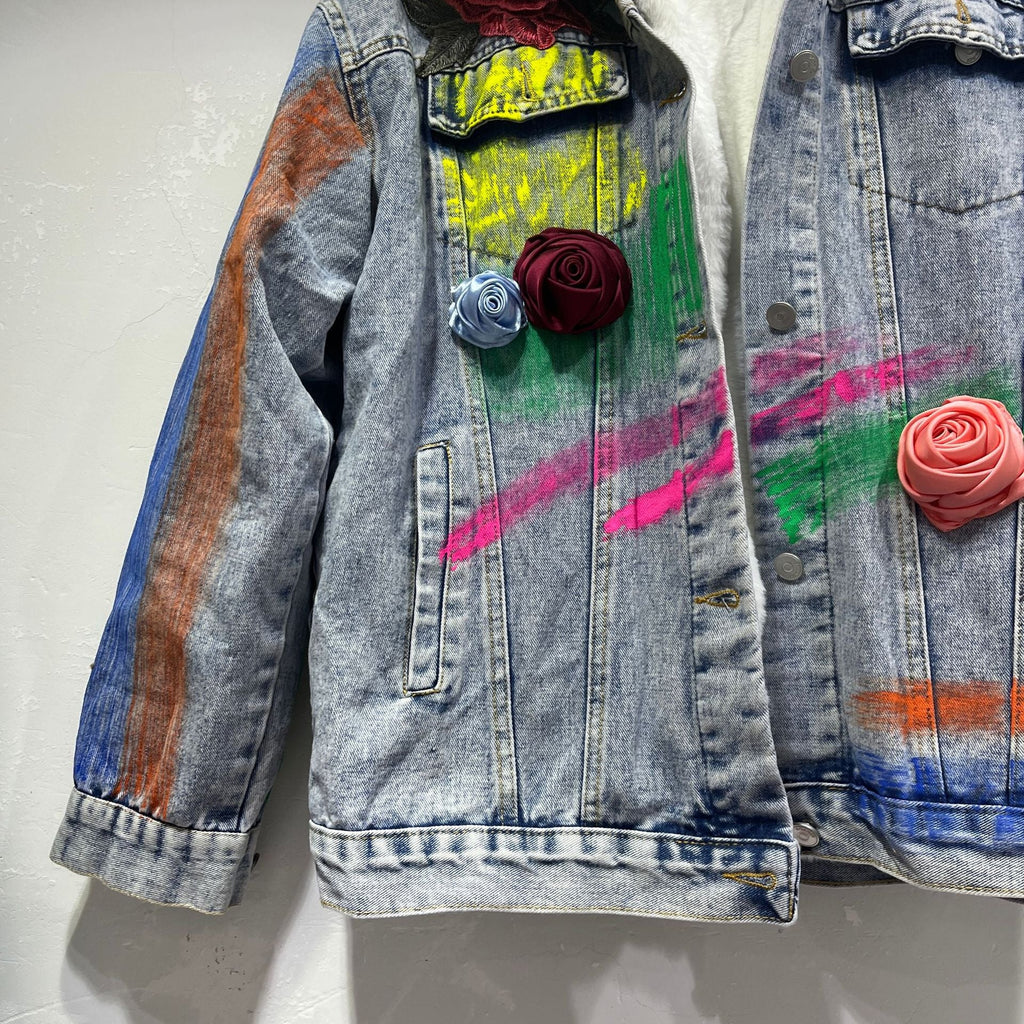 Heavy Industry Personality Big Fur Collar Denim Short Coat Women