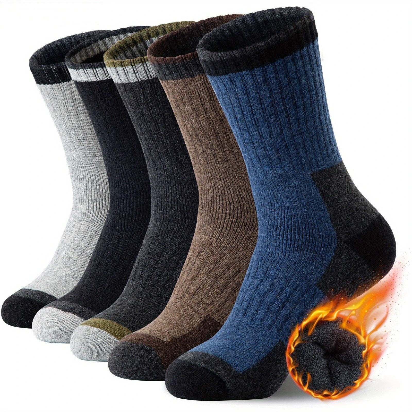 Men's Wool Fleece Lined Padded Warm Terry-loop Socks