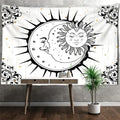 Celestial mandala hippie black & white wall hanging bedroom tapestry