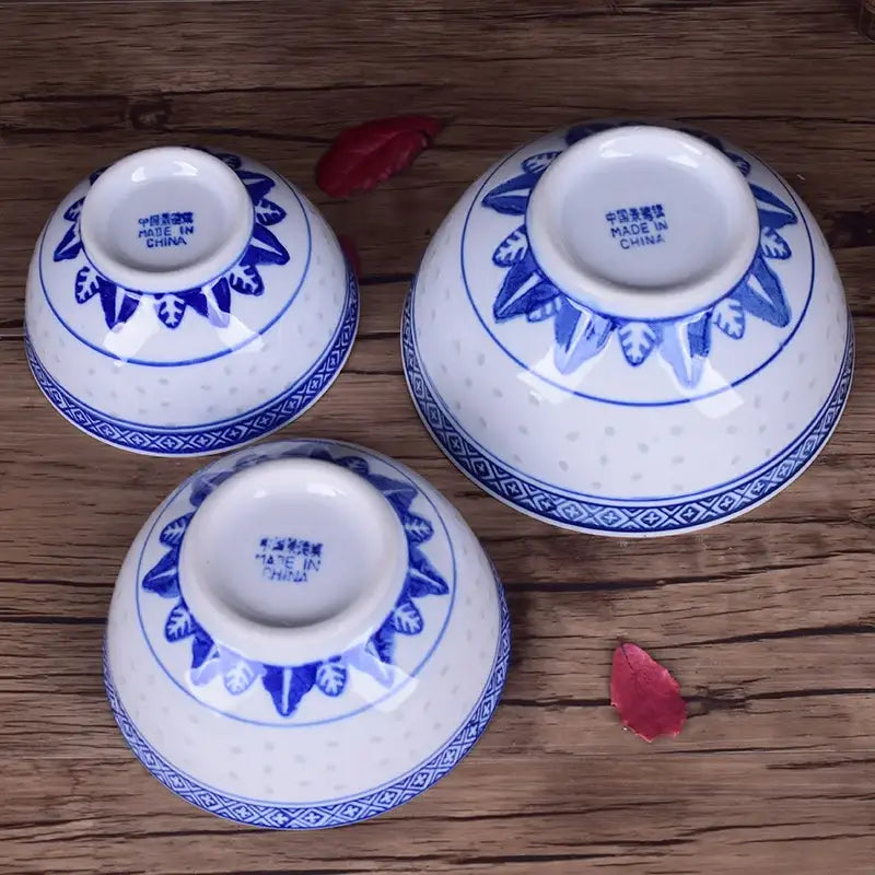 DecorBites™ Ceramic Dragon Print Rice Bowl - Blue and White Soup & Salad Dish