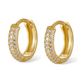 Three-row Drill Wide Face Circle Ear Clip Retro High-grade Sterling Silver Stud Earrings