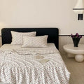 Cherry embroidery white & red cooling quilt bedroom blanket