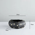 Chic black resin flower pot with gold accent – living room vase