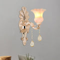 Chic gold and pink crystal wall lamp bedroom flower sconce