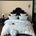 DecorBites™ 5-Piece Chinese Flowers Bird Embroidery Bedding Set, 1000TC Egyptian Cotton, Queen King