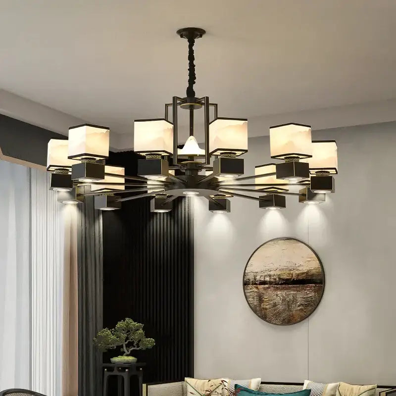 DecorBites™ Chinese Zen Marble Chandelier for Living Room, Restaurant, and Bedroom