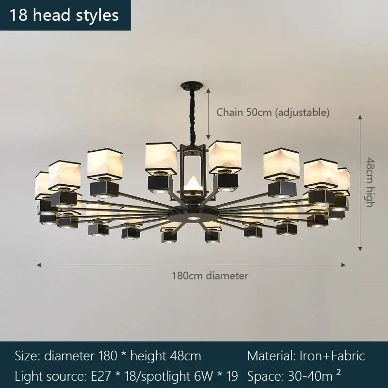 DecorBites™ Chinese Zen Marble Chandelier for Living Room, Restaurant, and Bedroom