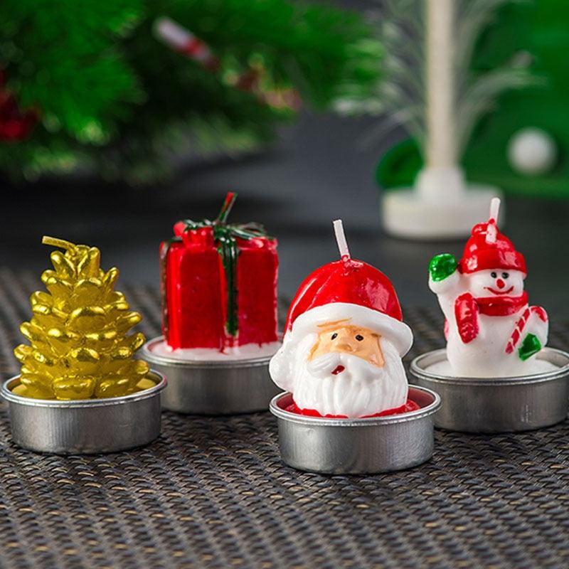 Christmas Candles Paraffin Home Desktop Decorations Tea light Candles Handmade Delicate Santa Snowman Acorn Tree Candles For Christmas Home Decoration Gifts Wedding Party Holiday Lights Christmas Ornaments