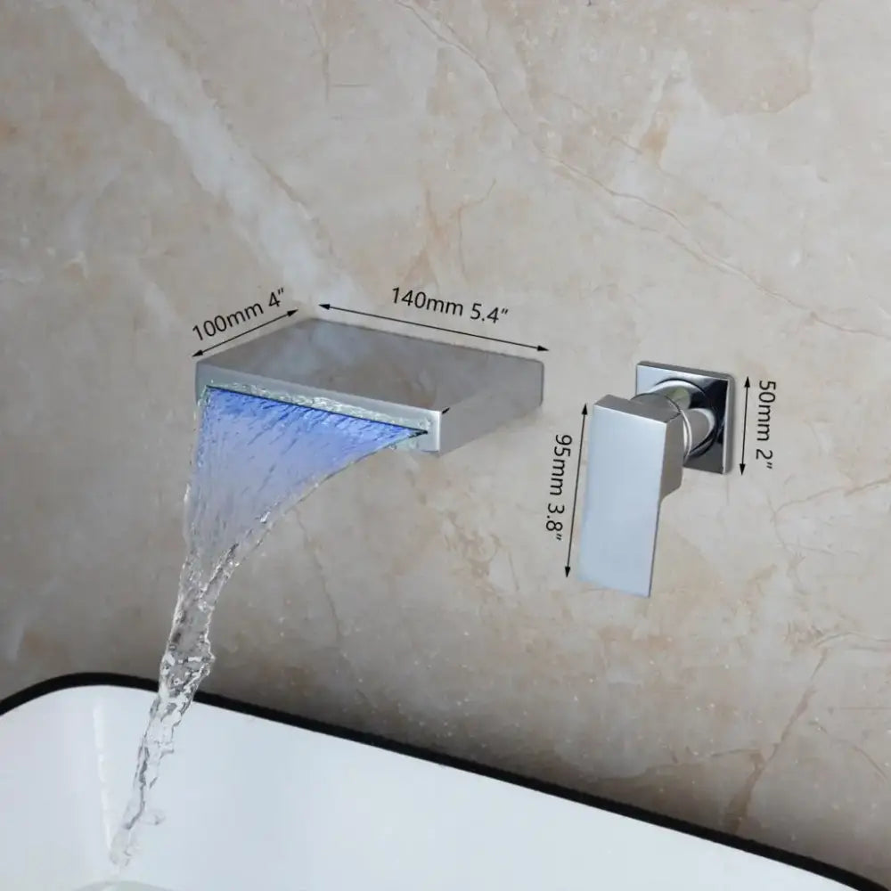 Chrome & black led waterfall bathtub faucet bathroom wall mount