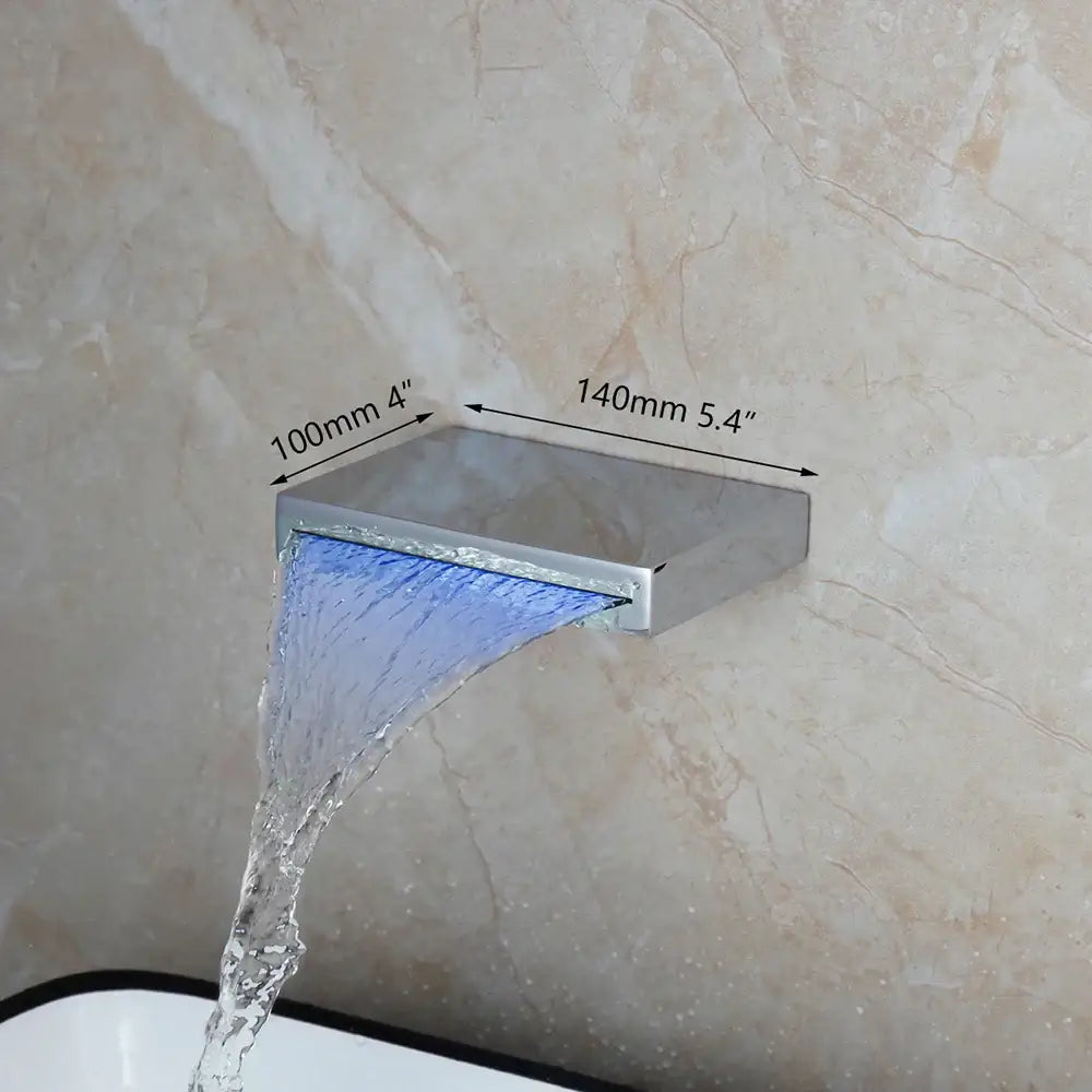 Chrome & black led waterfall bathtub faucet bathroom wall mount