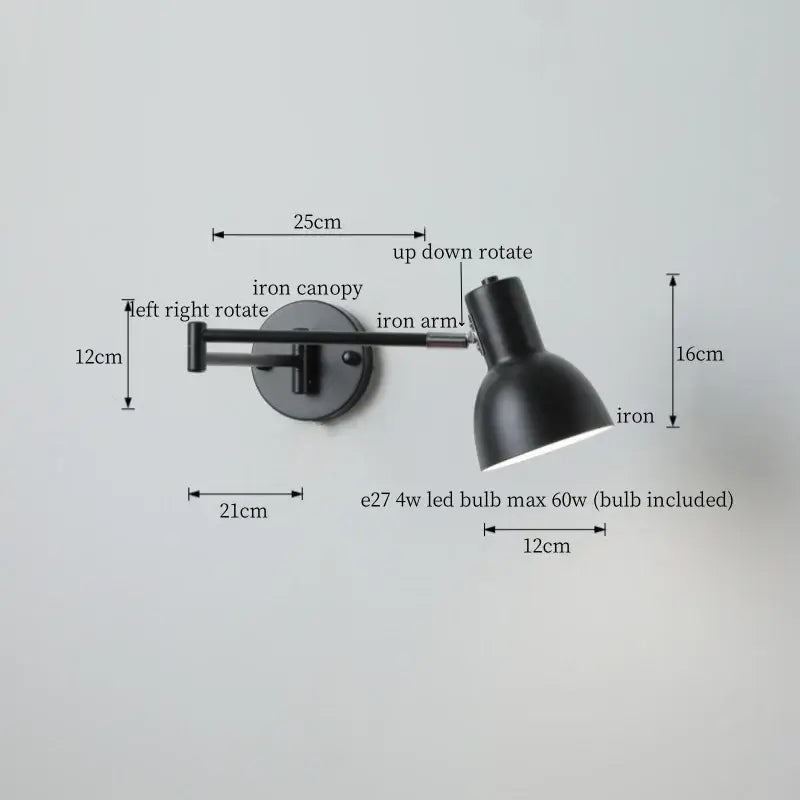 DecorBites™ Cream LED Swing Arm Wall Lamp for Living Room Bedroom Mirror Stair Light