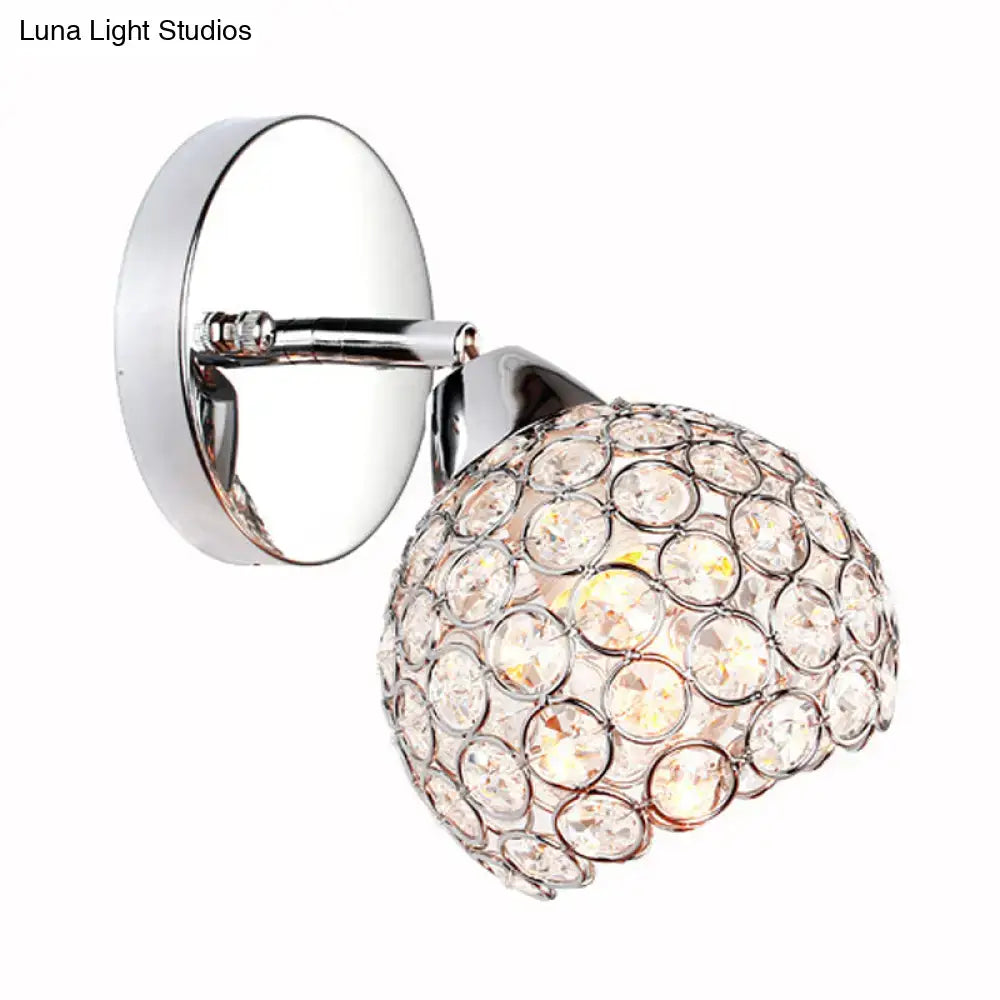 Chrome dome crystal wall sconce – living room chrome light