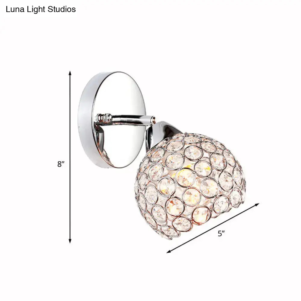 Chrome dome crystal wall sconce – living room chrome light