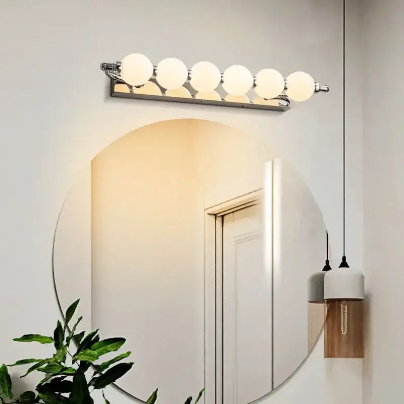 Chrome five globe bubble ball mirror wall sconces bathroom light