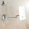 Chrome square magnifying wall makeup mirror bathroom folding arm