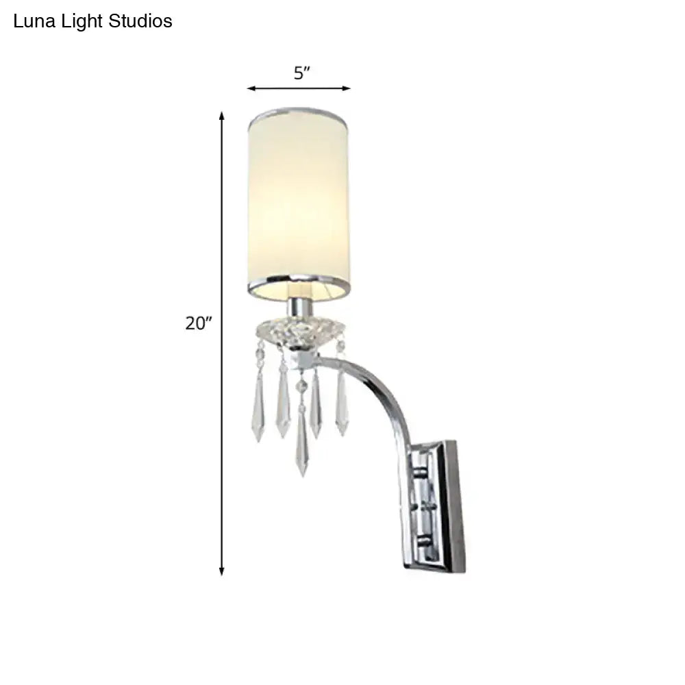DecorBites™ Pillar Wall Mounted Sconce Light in Chrome with Ribbed Fabric Shade - Ideal for Living Room