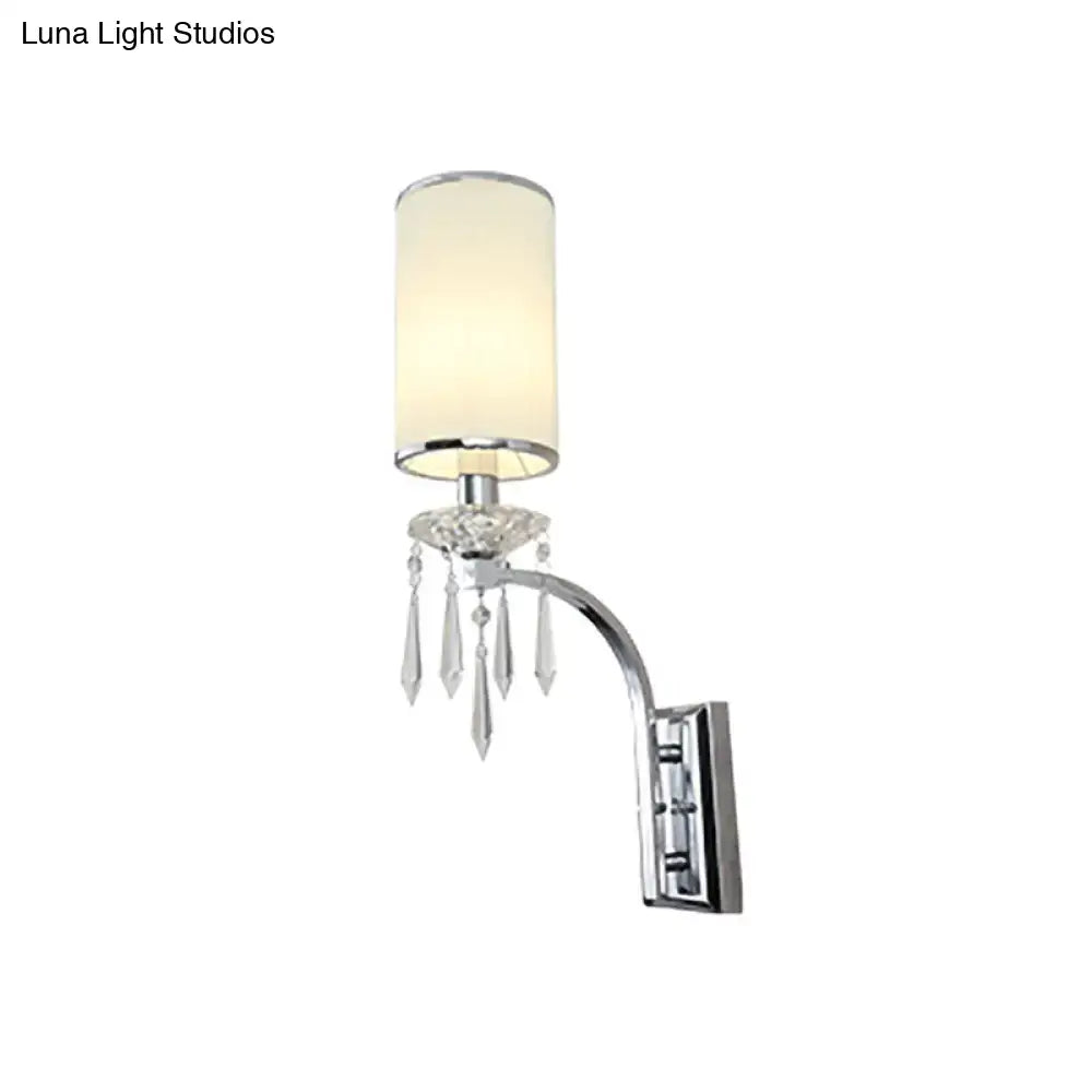 DecorBites™ Pillar Wall Mounted Sconce Light in Chrome with Ribbed Fabric Shade - Ideal for Living Room