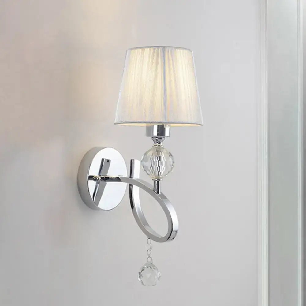 Classic chrome crystal drop wall lamp bedroom pleated sconce