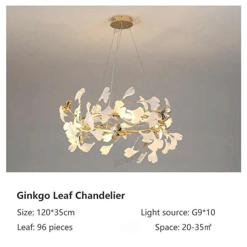 Classic white & gold leaf pendant lamp dining room lighting