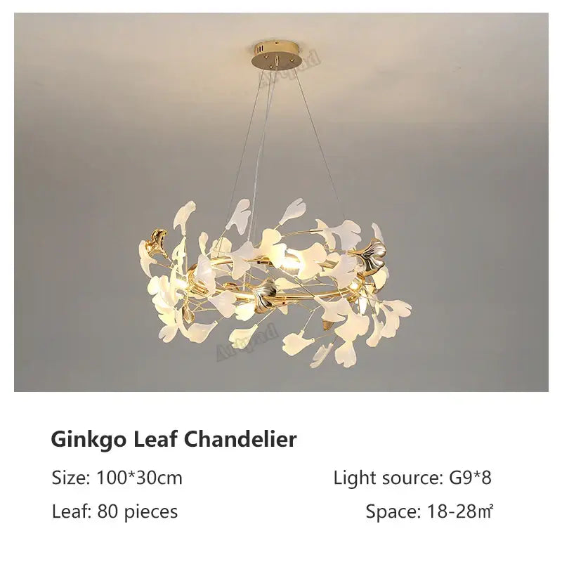 Classic white & gold leaf pendant lamp dining room lighting