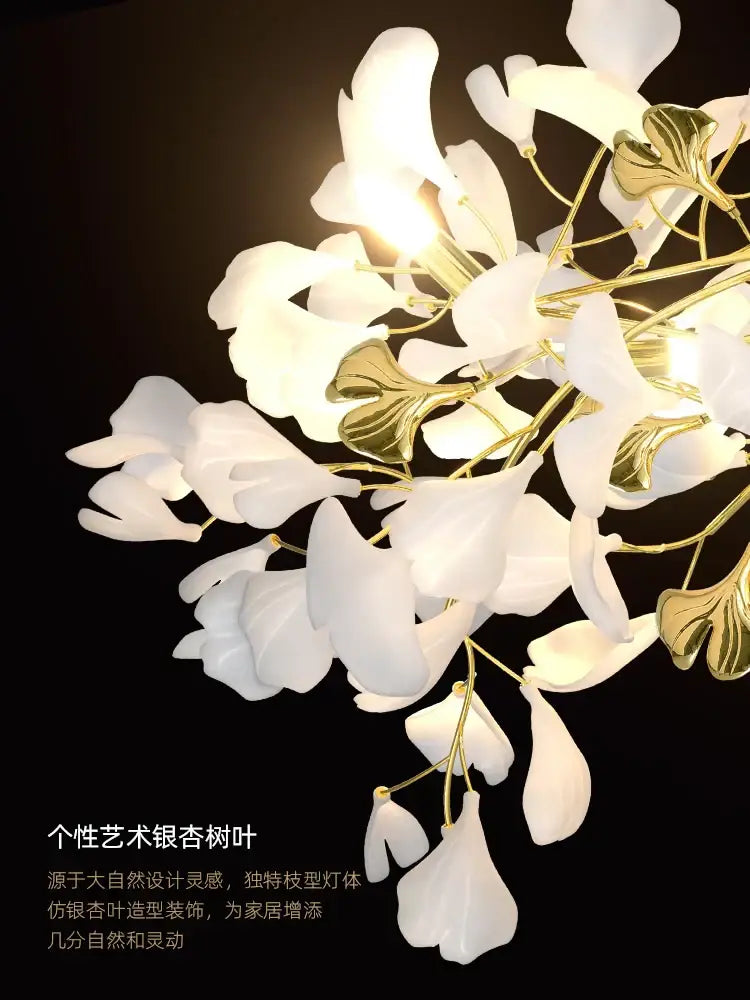 Classic white & gold leaf pendant lamp dining room lighting