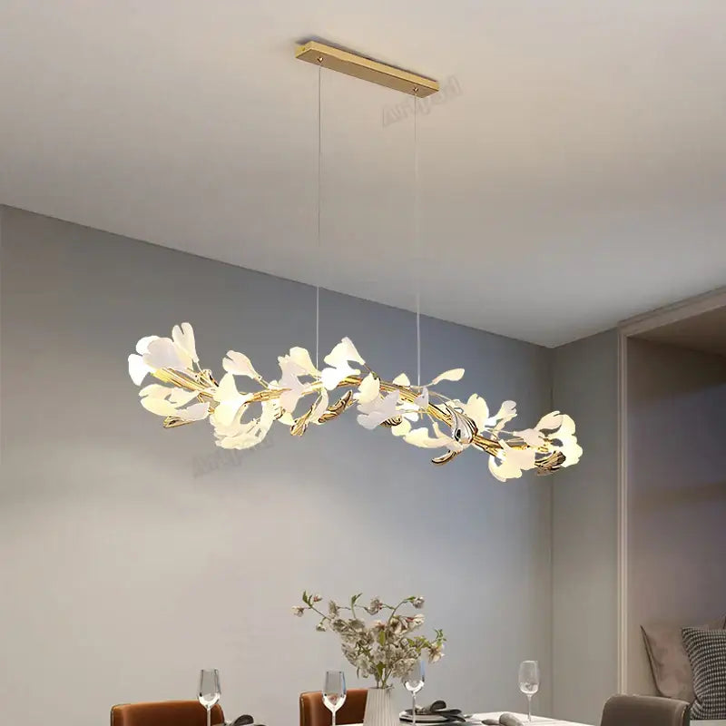 Classic white & gold leaf pendant lamp dining room lighting