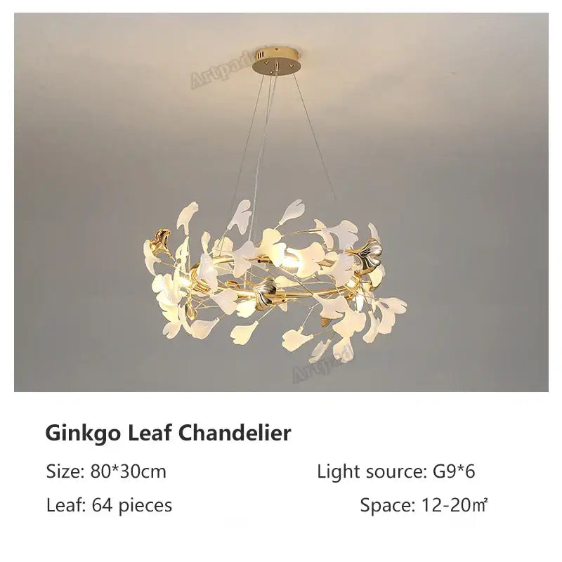 Classic white & gold leaf pendant lamp dining room lighting