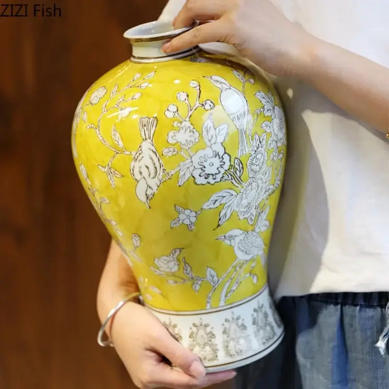 DecorBites™ Blue & White Porcelain Vase for Classical Flower Arrangement & Room Aesthetic