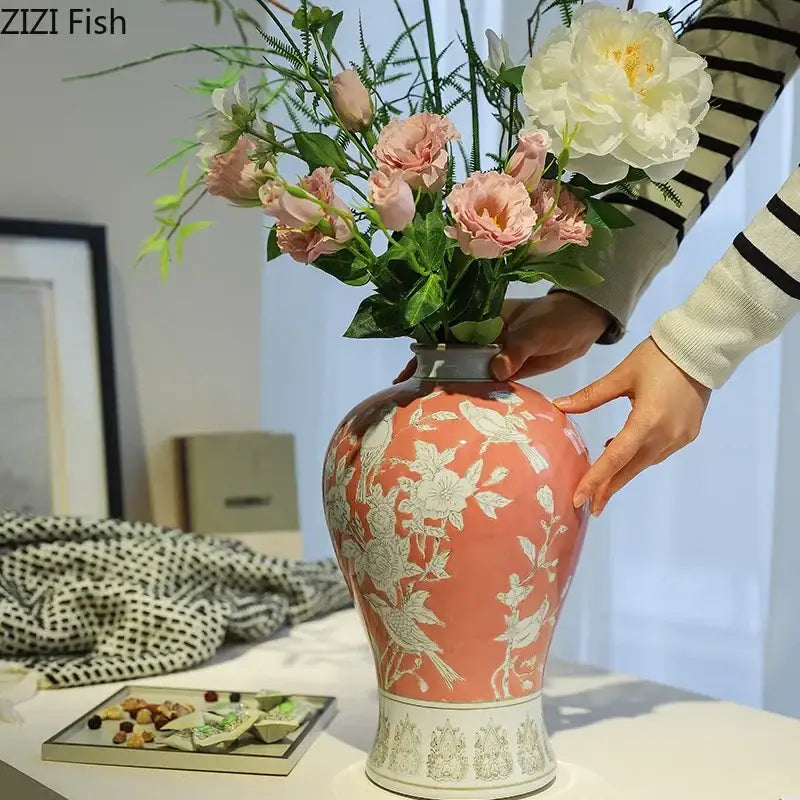 DecorBites™ Blue & White Porcelain Vase for Classical Flower Arrangement & Room Aesthetic