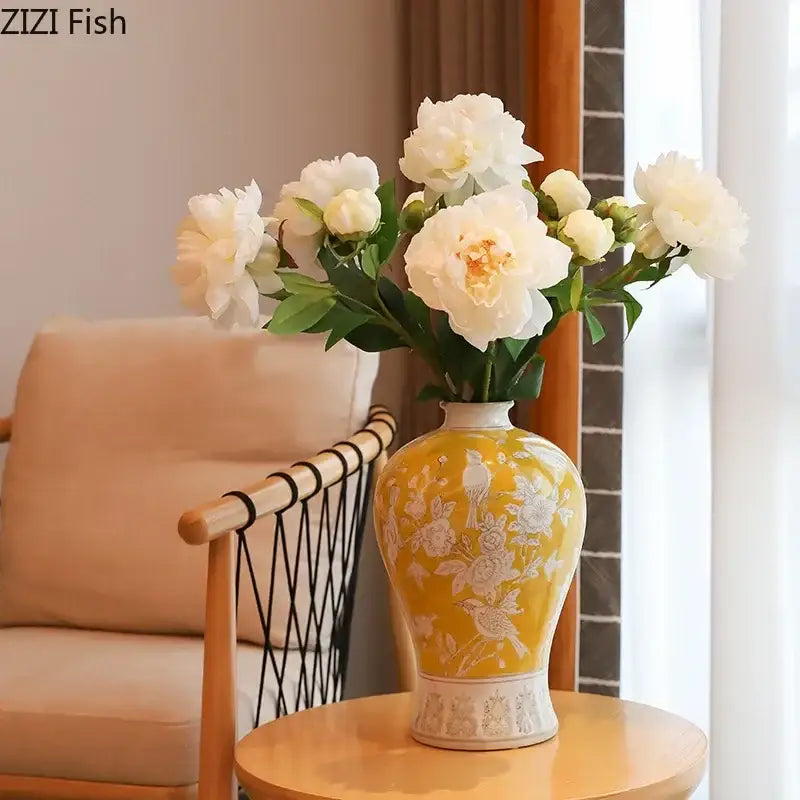 DecorBites™ Blue & White Porcelain Vase for Classical Flower Arrangement & Room Aesthetic