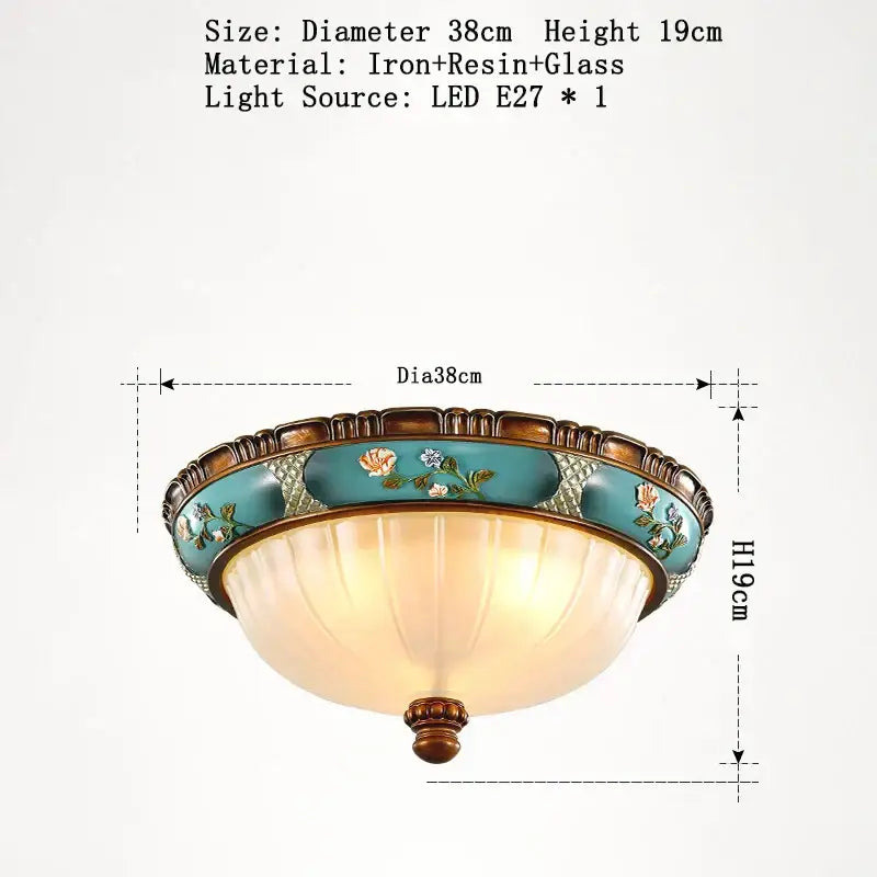 Classical resin chandelier bronze & turquoise living room light