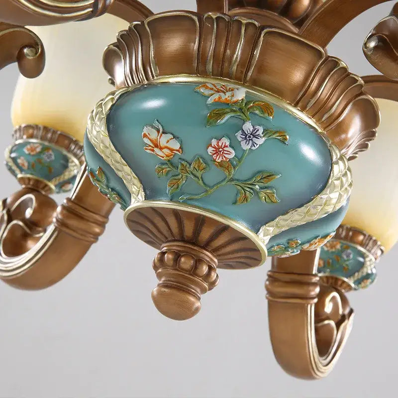 Classical resin chandelier bronze & turquoise living room light