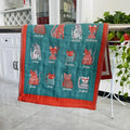 Colorful dinosaur cat gauze hand towels set of 4 kitchen decor