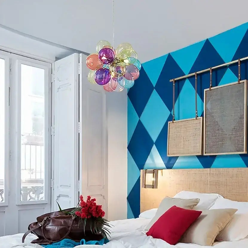 Colorful glass bubble chandelier pendant light for living room